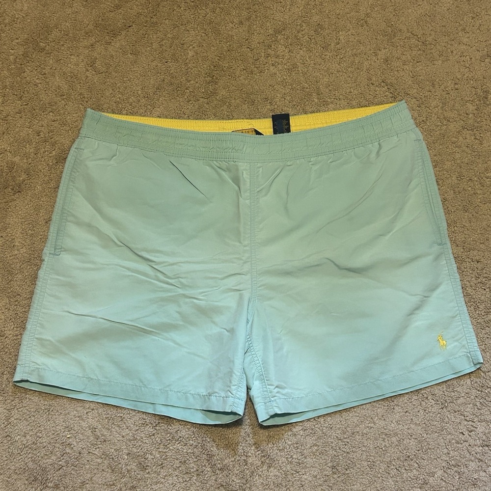 Polo Ralph Lauren Swim Trunks Men XL Lined Teal Blue Swimwear Preppy Logo Beach